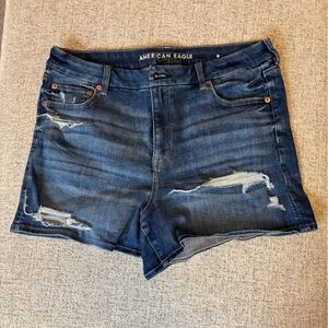 American Eagle Outfitters Women's Blue Denim Shorts- Curvy Midi- size 16